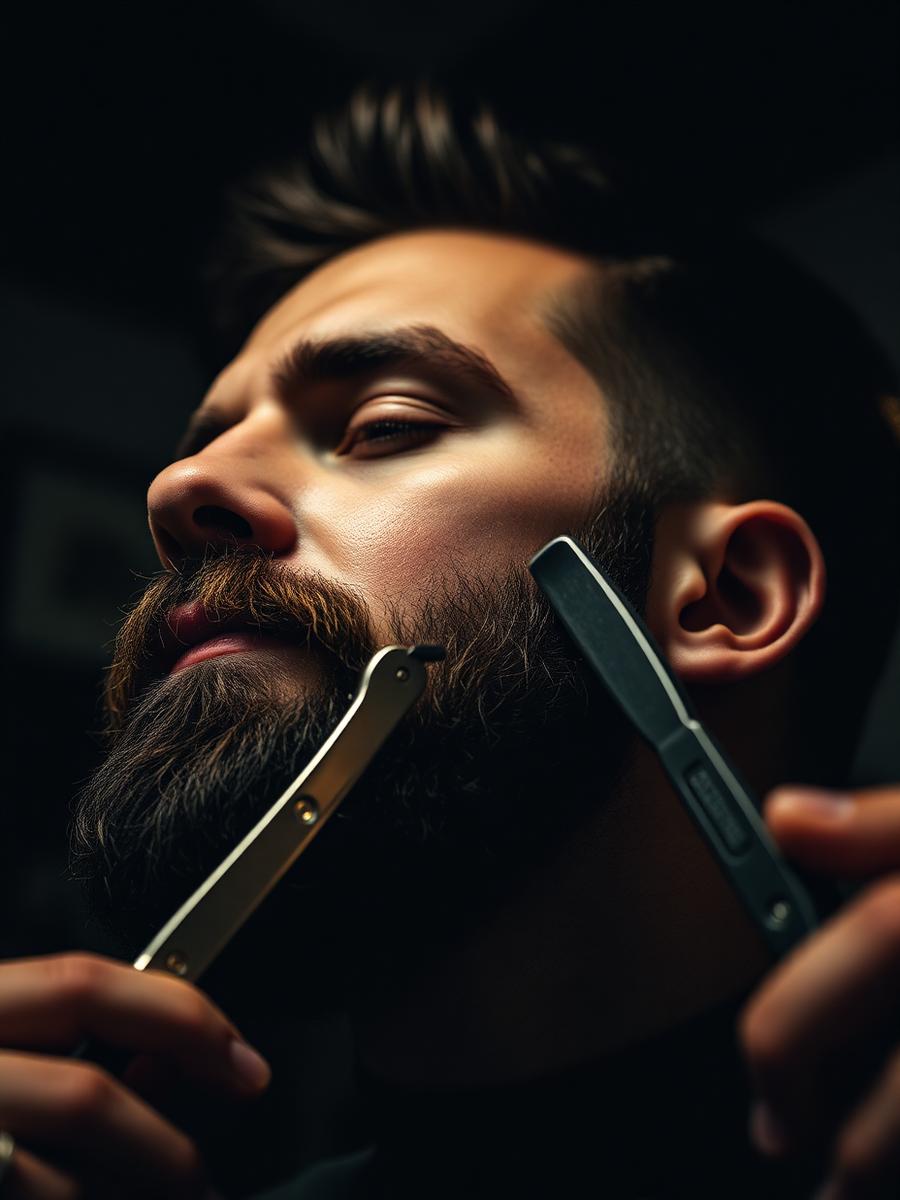 Beard shaping with straight razor