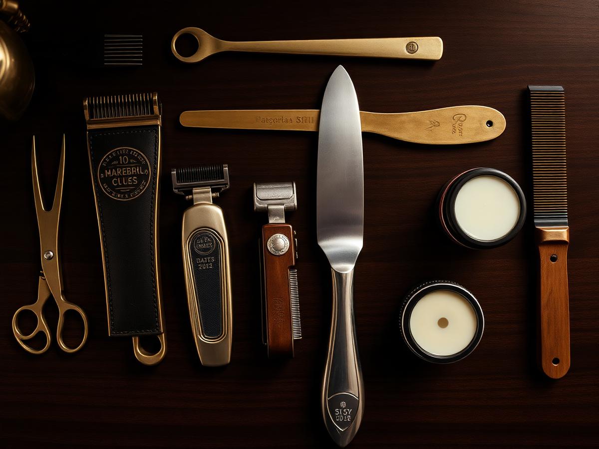 Tools laid out on dark walnut counter
